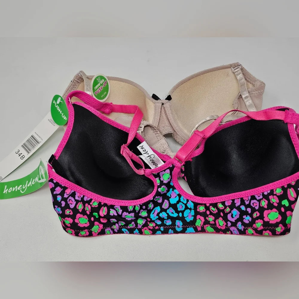 NWT Honeydew Bra Bundle of Two Sz. 34B Nude/Black & Pink Cheetah - Picture 2 of 2